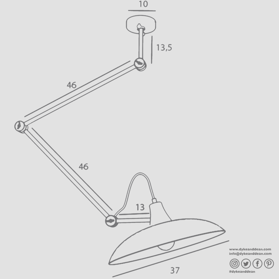 CANTILEVER ADJUSTABLE WALL CEILING LIGHT MELOS WHITE - DYKE & DEAN