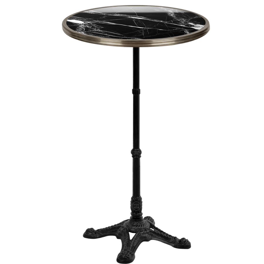 CARRARA BLACK CERAMIC FRENCH BISTRO BAR TABLE 24” - DYKE & DEAN