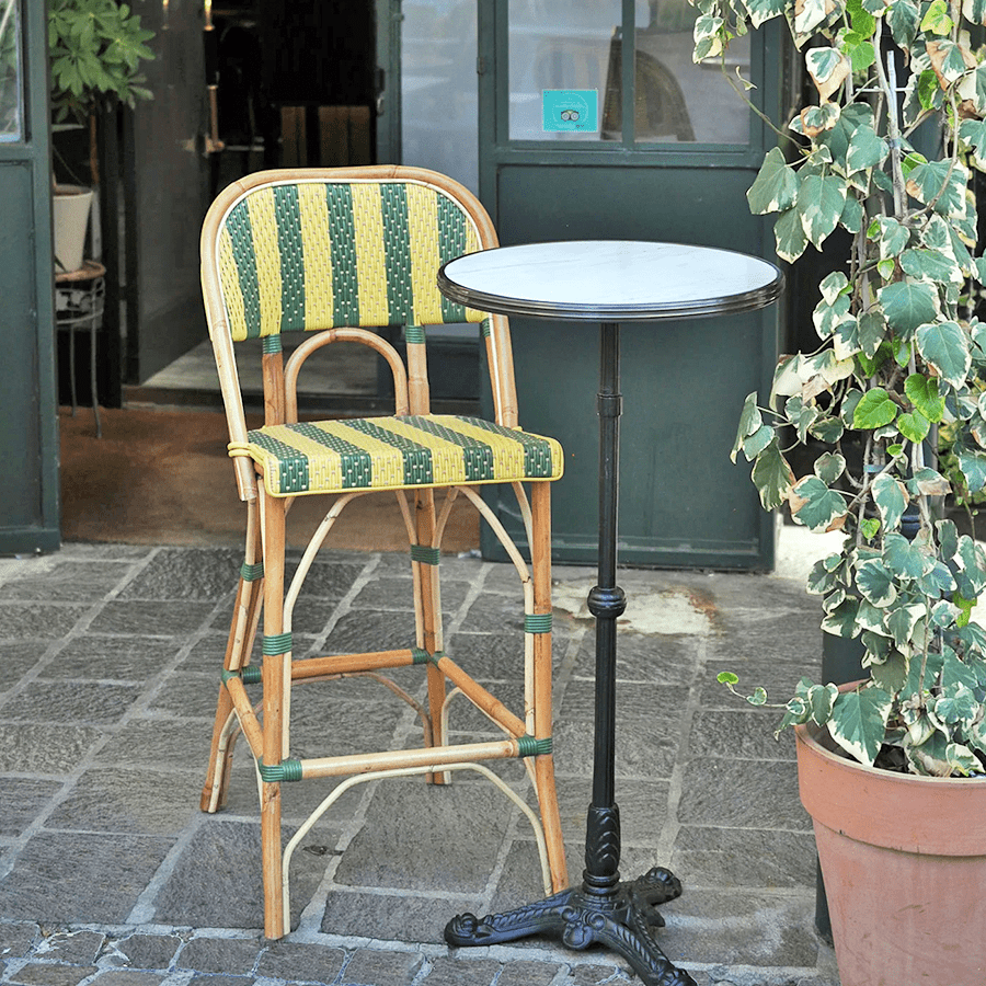 CARRARA BLACK CERAMIC FRENCH BISTRO BAR TABLE 24” - DYKE & DEAN