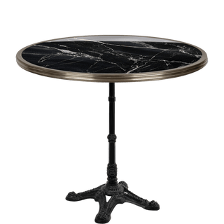 CARRARA BLACK CERAMIC FRENCH BISTRO TABLE 28” - DYKE & DEAN