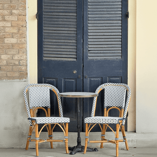 CARRARA BLACK GRANITE FRENCH BISTRO TABLE 20” - DYKE & DEAN
