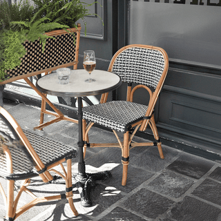 CARRARA PINK & GREY GRANITE FRENCH BISTRO TABLE 20” - DYKE & DEAN