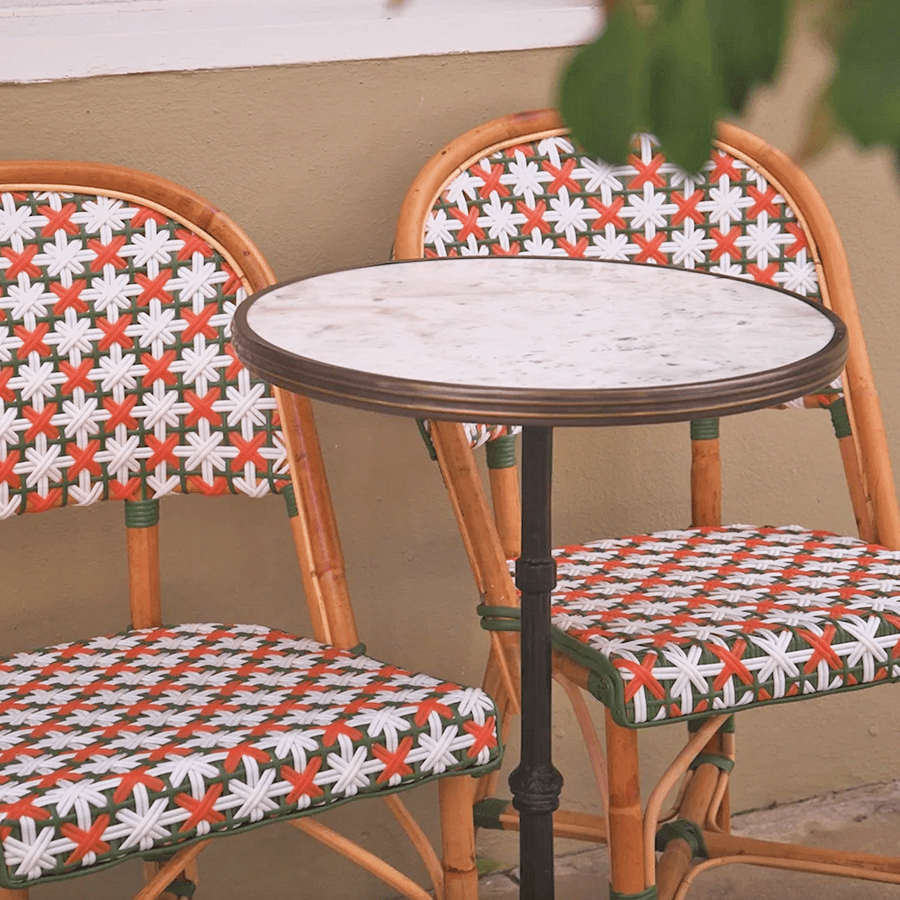 CARRARA WHITE CERAMIC FRENCH BISTRO TABLE 20” - DYKE & DEAN
