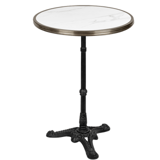 CARRARA WHITE CERAMIC FRENCH BISTRO TABLE 20” - DYKE & DEAN