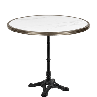 CARRARA WHITE CERAMIC FRENCH BISTRO TABLE 28” - DYKE & DEAN
