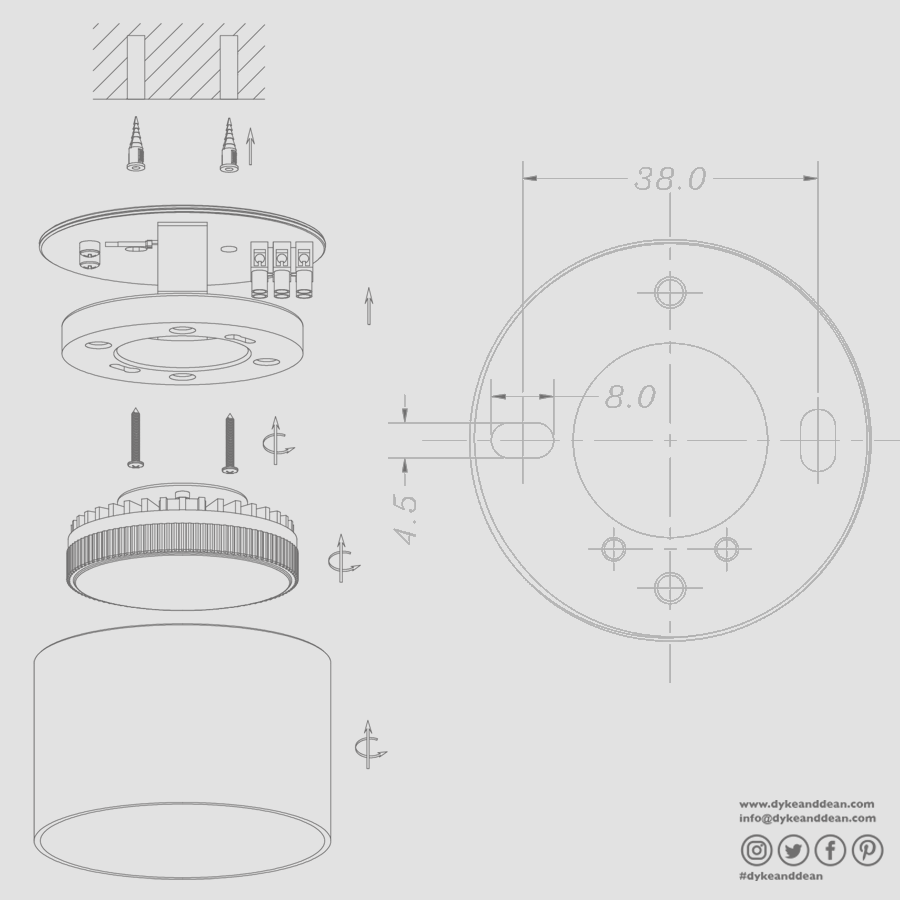 CEILING PUCK LIGHT WHITE - DYKE & DEAN