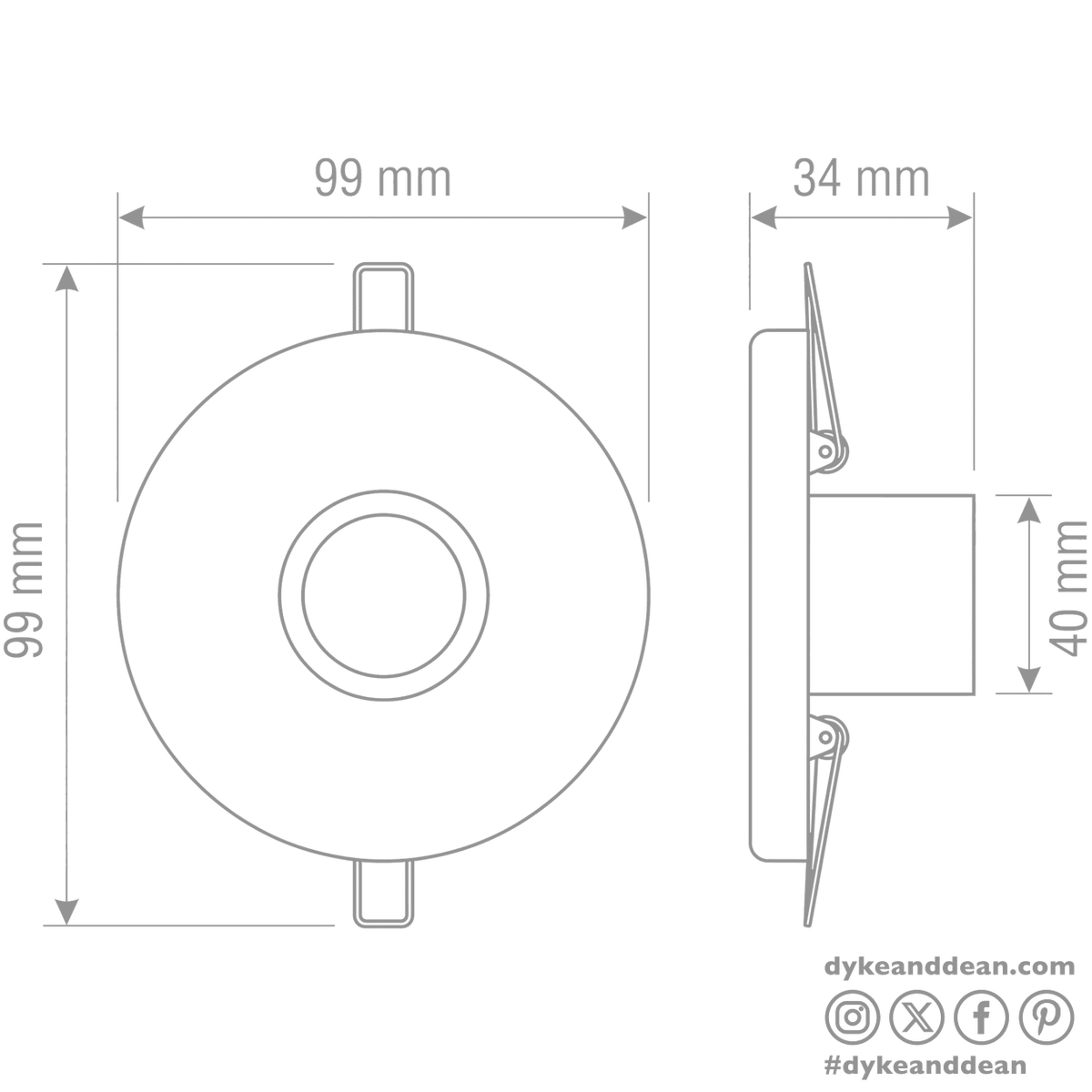 CERAMIC CEILING E27 RECESSED LIGHT WHITE - DYKE & DEAN