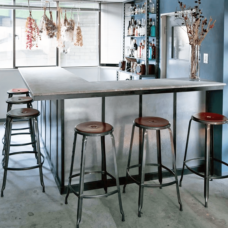 CHAISES NICOLLE METAL STOOL WOOD 75 - DYKE & DEAN