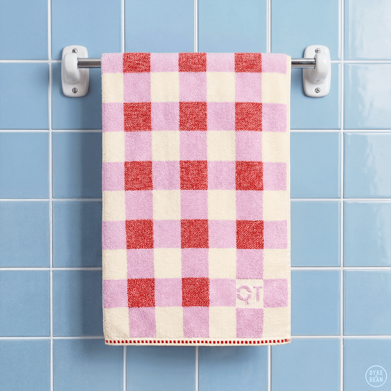 CHECK BATH SHEET TOWEL CANDY - DYKE & DEAN