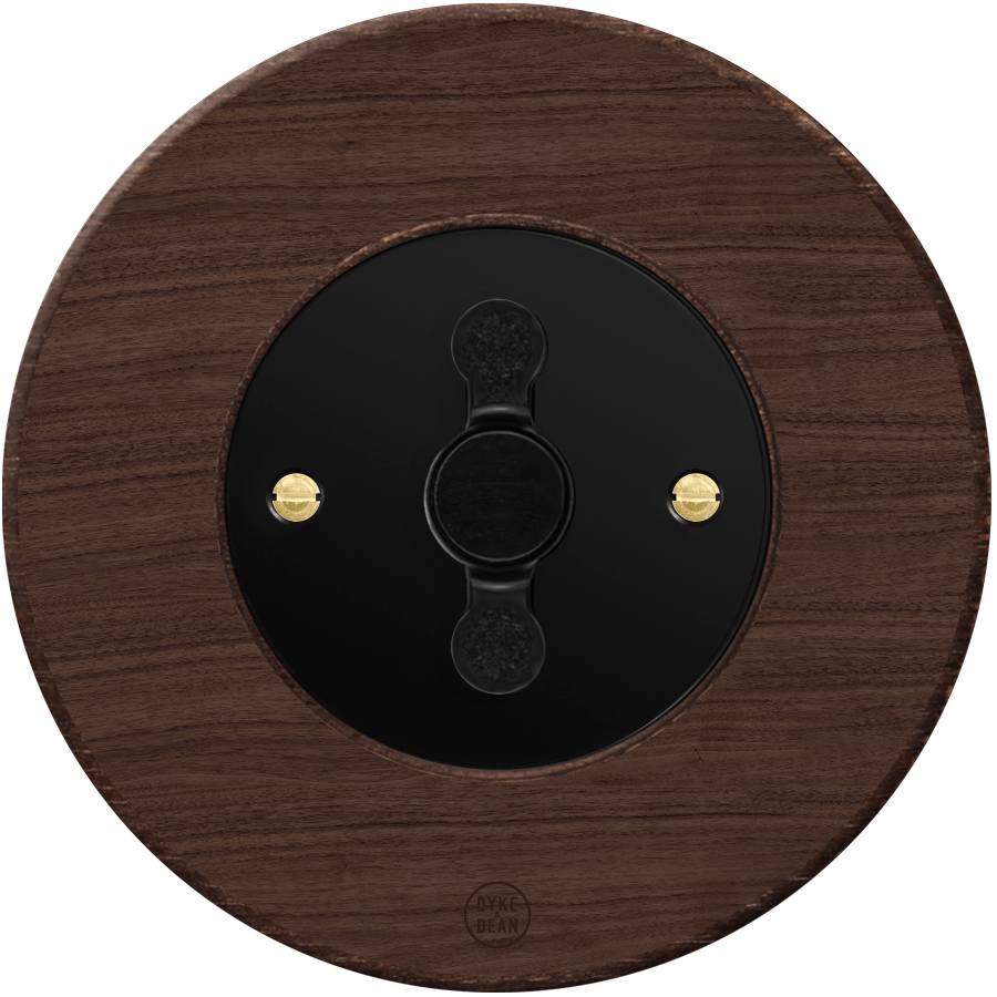 CLASSIC OAK ROUND ROTARY BLACK SWITCH - DYKE & DEAN