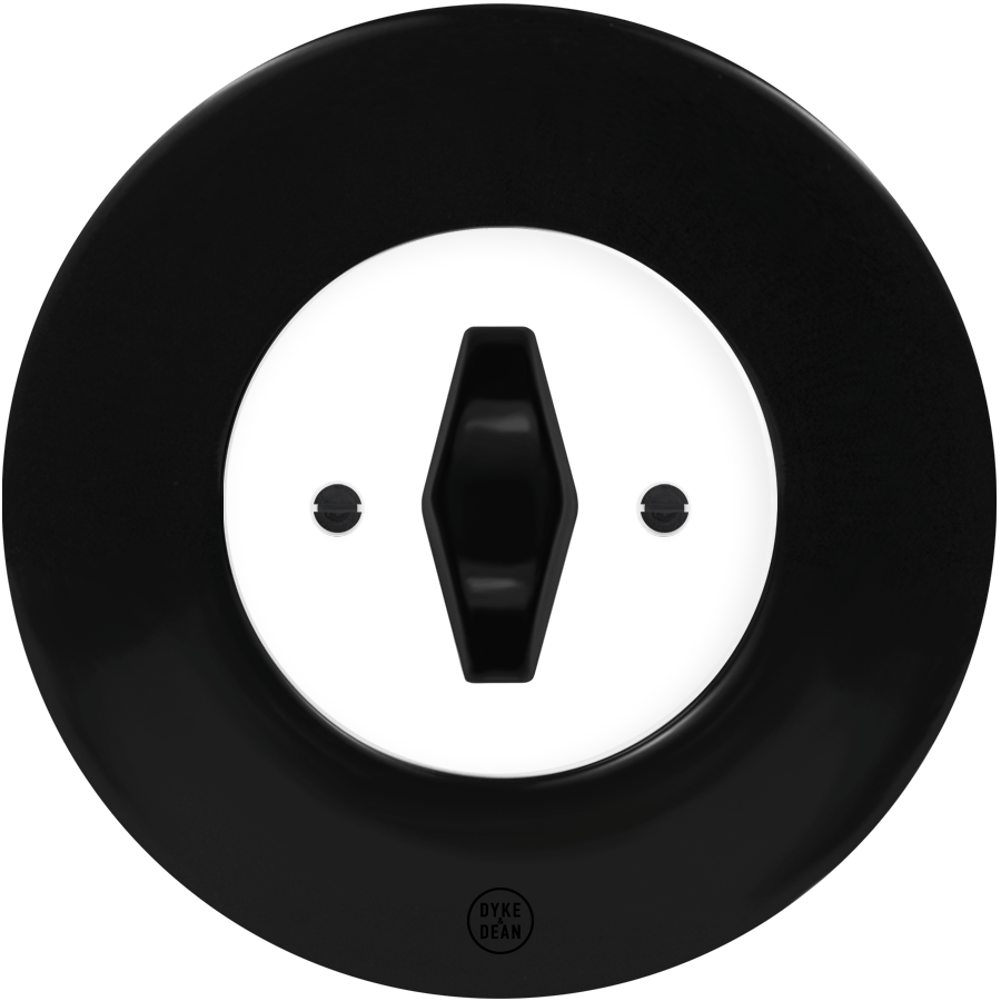 CLASSIC PORCELAIN BLACK DIAMOND ROTARY DOMINO SWITCH - DYKE & DEAN