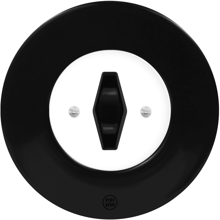 CLASSIC PORCELAIN BLACK DIAMOND ROTARY DOMINO SWITCH - DYKE & DEAN