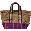 COTTON CHECK ZIP TOTE BAG SAND - DYKE & DEAN