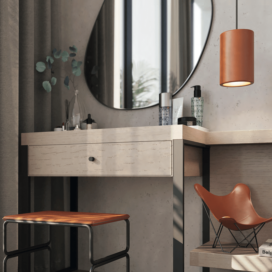 CUERO CYLINDER LEATHER PENDANT LIGHT OAK - DYKE & DEAN