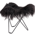 CUERO FLYING GOOSE STOOL BLACK LONG SHEEPSKIN - DYKE & DEAN
