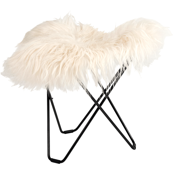 CUERO FLYING GOOSE STOOL WHITE LONG SHEEPSKIN - DYKE & DEAN