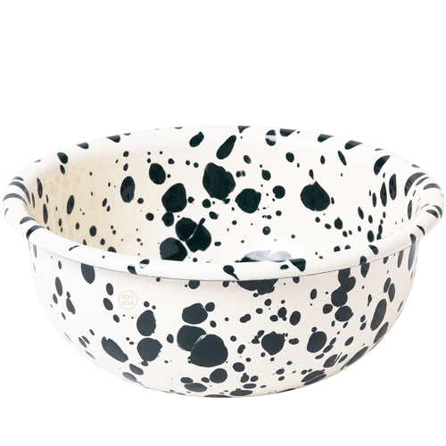DARK GREEN & WHITE SMALL SPLATTER ENAMEL BOWL - DYKE & DEAN