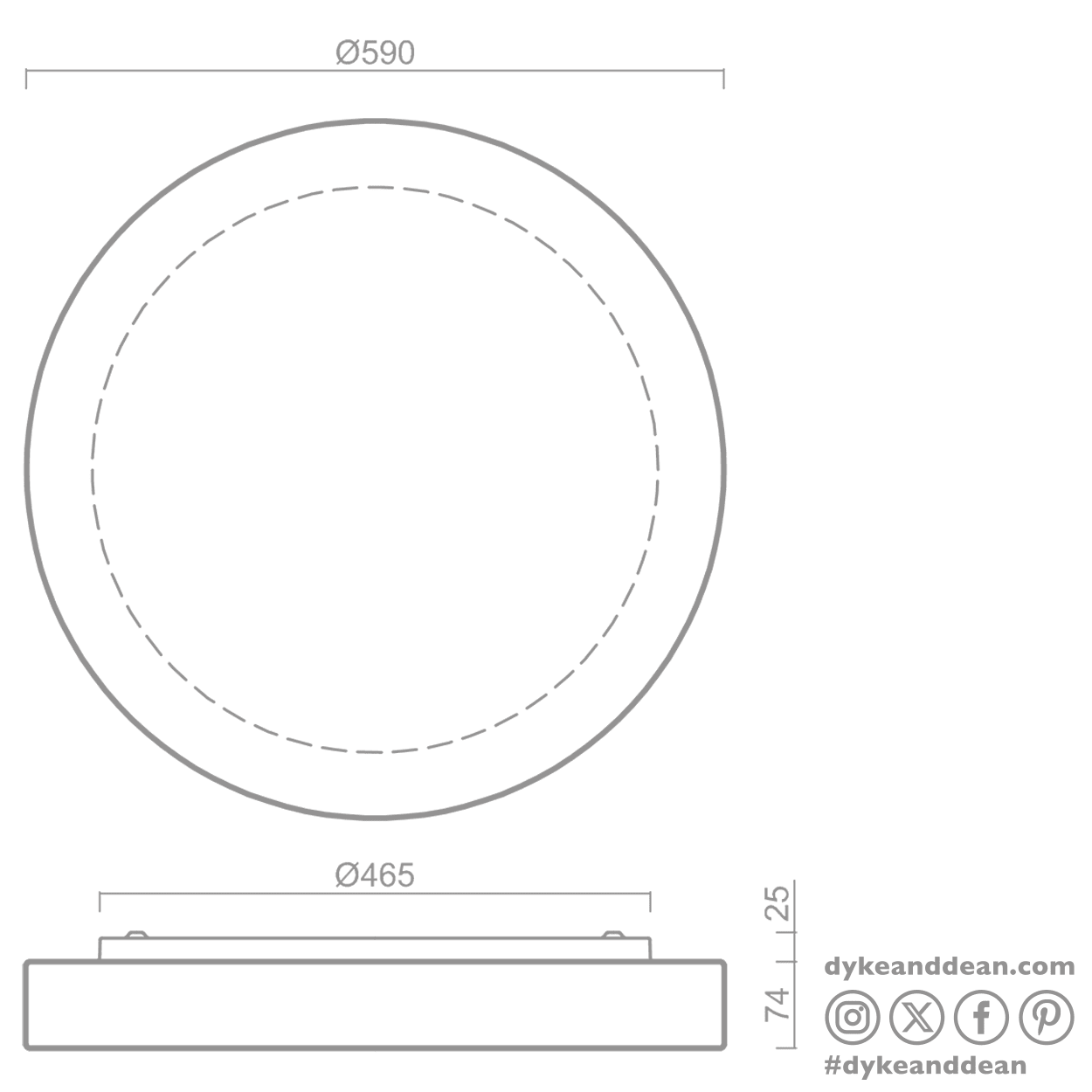 DISC WALL & CEILING LIGHT 590mm - DYKE & DEAN