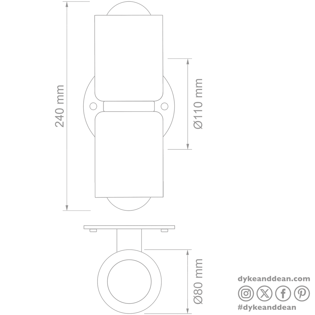 Double Ceramic Up Down Light With Brass Wall Plate