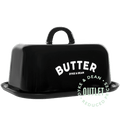 DYKE & DEAN BLACK ENAMEL BUTTER DISH OUTLET - DYKE & DEAN