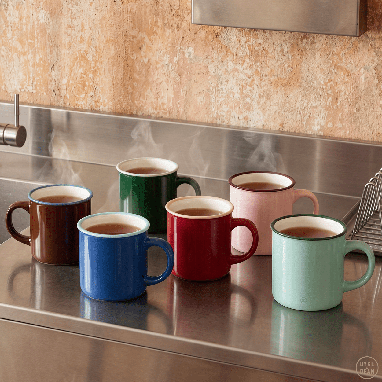 DYKE & DEAN CERAMIC COFFEE MUG RED PINK RIM - DYKE & DEAN