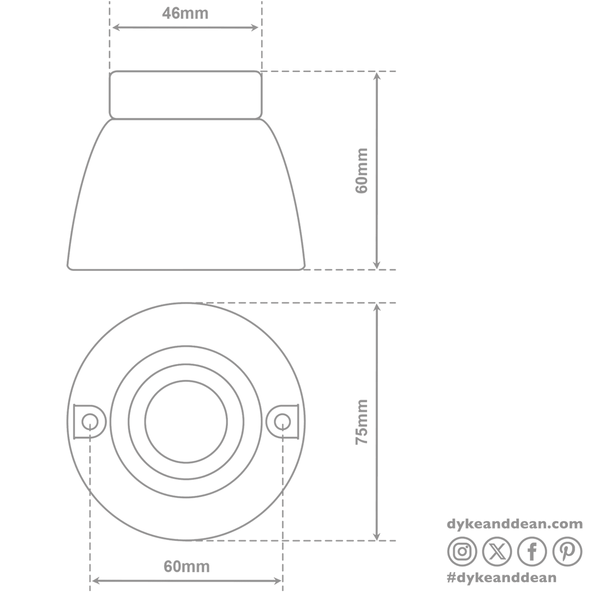 DYKE & DEAN FIXED SOCKET BLACK CERAMIC LAMP - DYKE & DEAN
