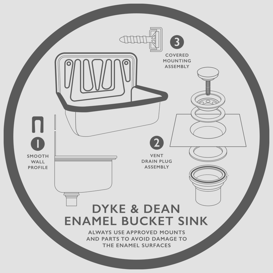 DYKE & DEAN GREY ENAMEL BUCKET SINK - DYKE & DEAN