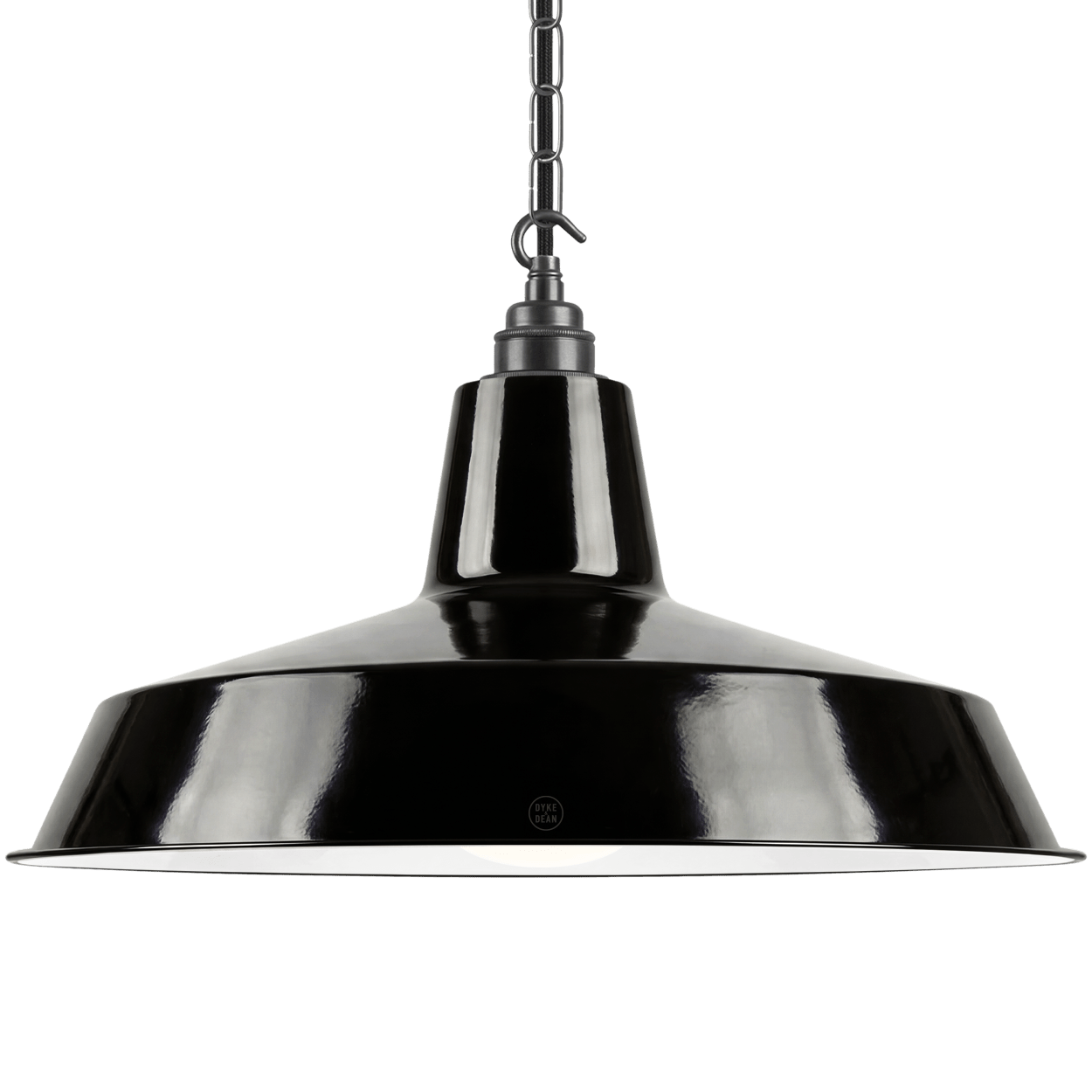 DYKE & DEAN PENDANT LAMPSHADE BLACK WITH HOOK & CHAIN SET - DYKE & DEAN