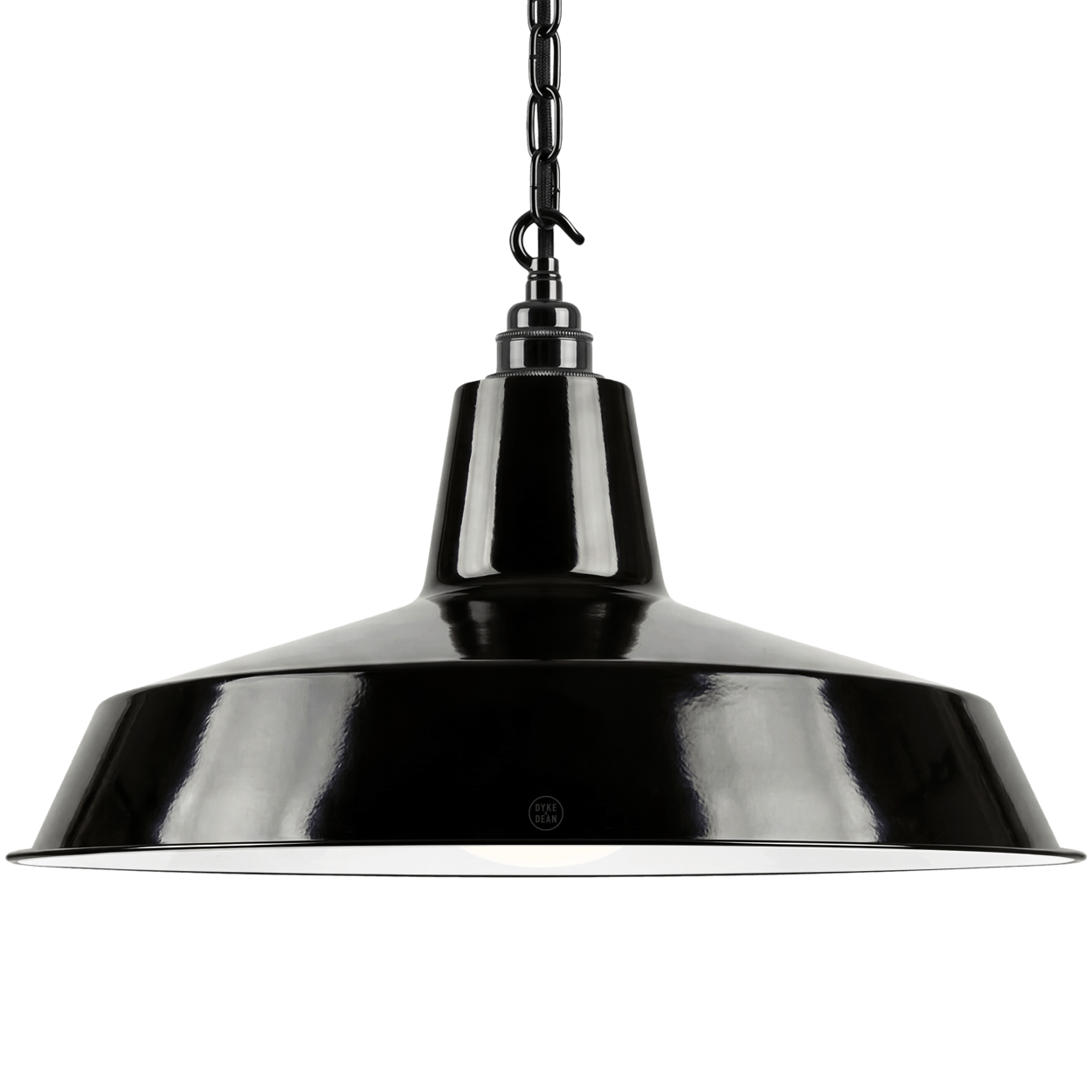 DYKE & DEAN PENDANT LAMPSHADE BLACK WITH HOOK & CHAIN SET - DYKE & DEAN