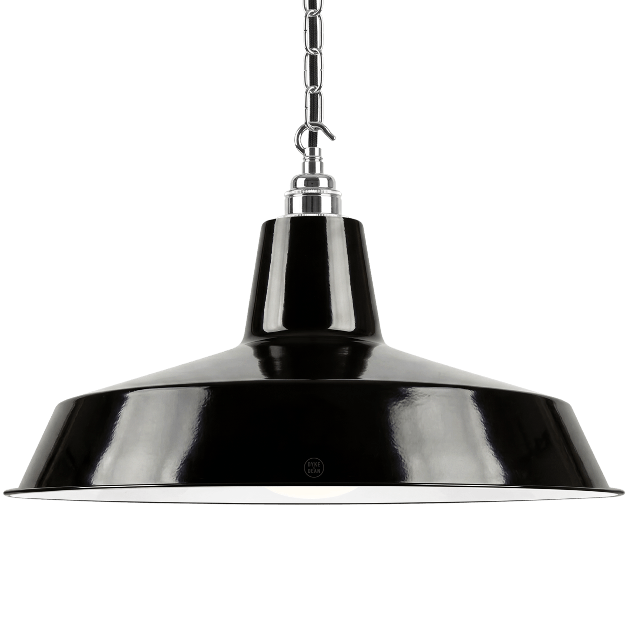 DYKE & DEAN PENDANT LAMPSHADE BLACK WITH HOOK & CHAIN SET - DYKE & DEAN