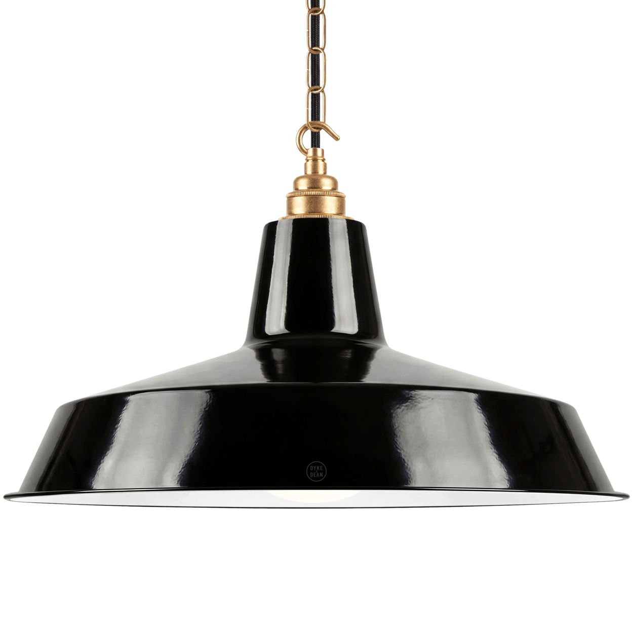 DYKE & DEAN PENDANT LAMPSHADE BLACK WITH HOOK & CHAIN SET - DYKE & DEAN