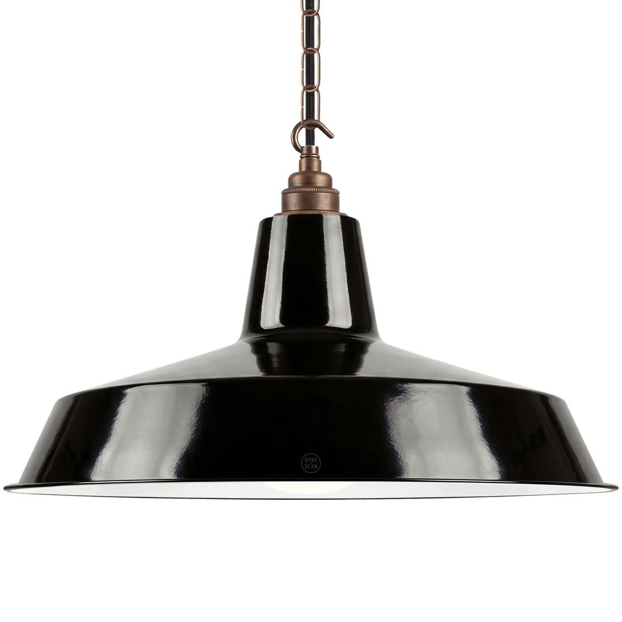 DYKE & DEAN PENDANT LAMPSHADE BLACK WITH HOOK & CHAIN SET - DYKE & DEAN
