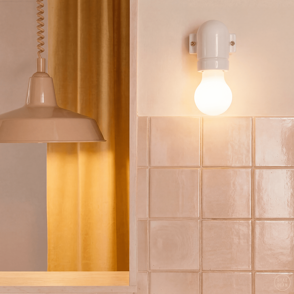 DYKE & DEAN PENDANT LAMPSHADE NUDE WITH RETRACTABLE SPRING - DYKE & DEAN