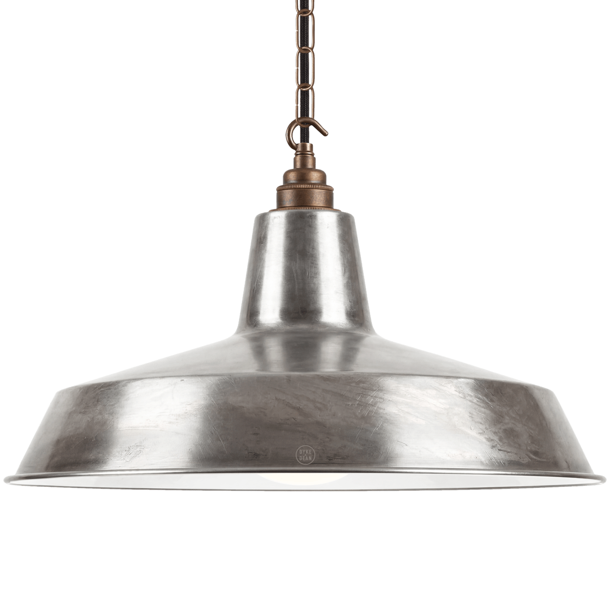 DYKE & DEAN PENDANT LAMPSHADE RAW METAL WITH HOOK & CHAIN SET - DYKE & DEAN
