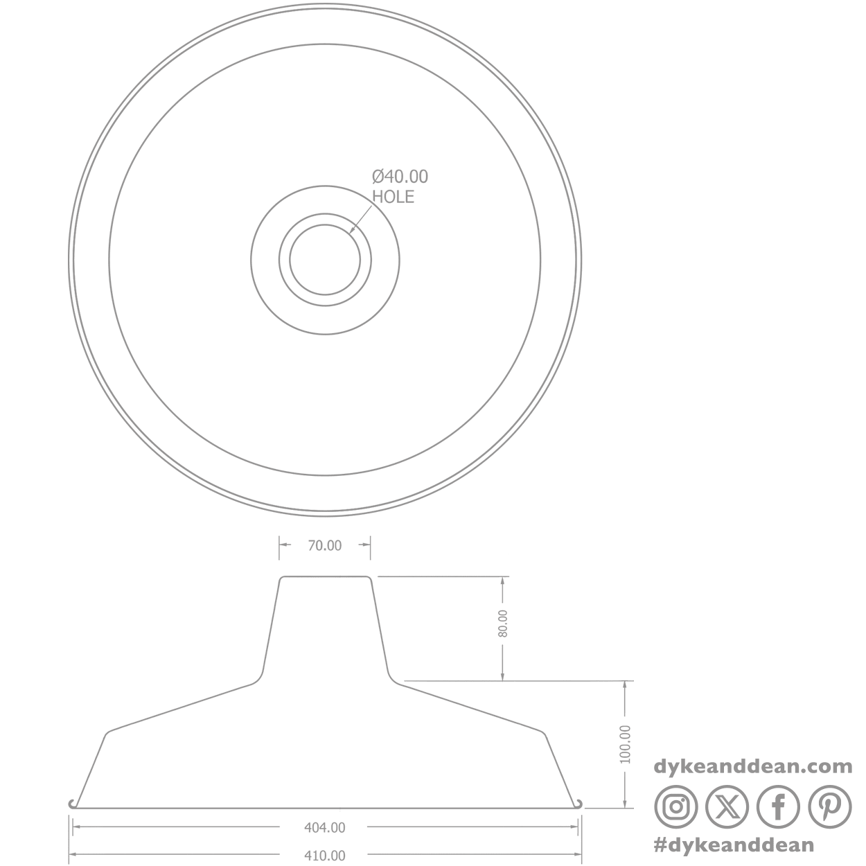 DYKE & DEAN PENDANT LAMPSHADE RAW METAL WITH RETRACTABLE SPRING - DYKE & DEAN