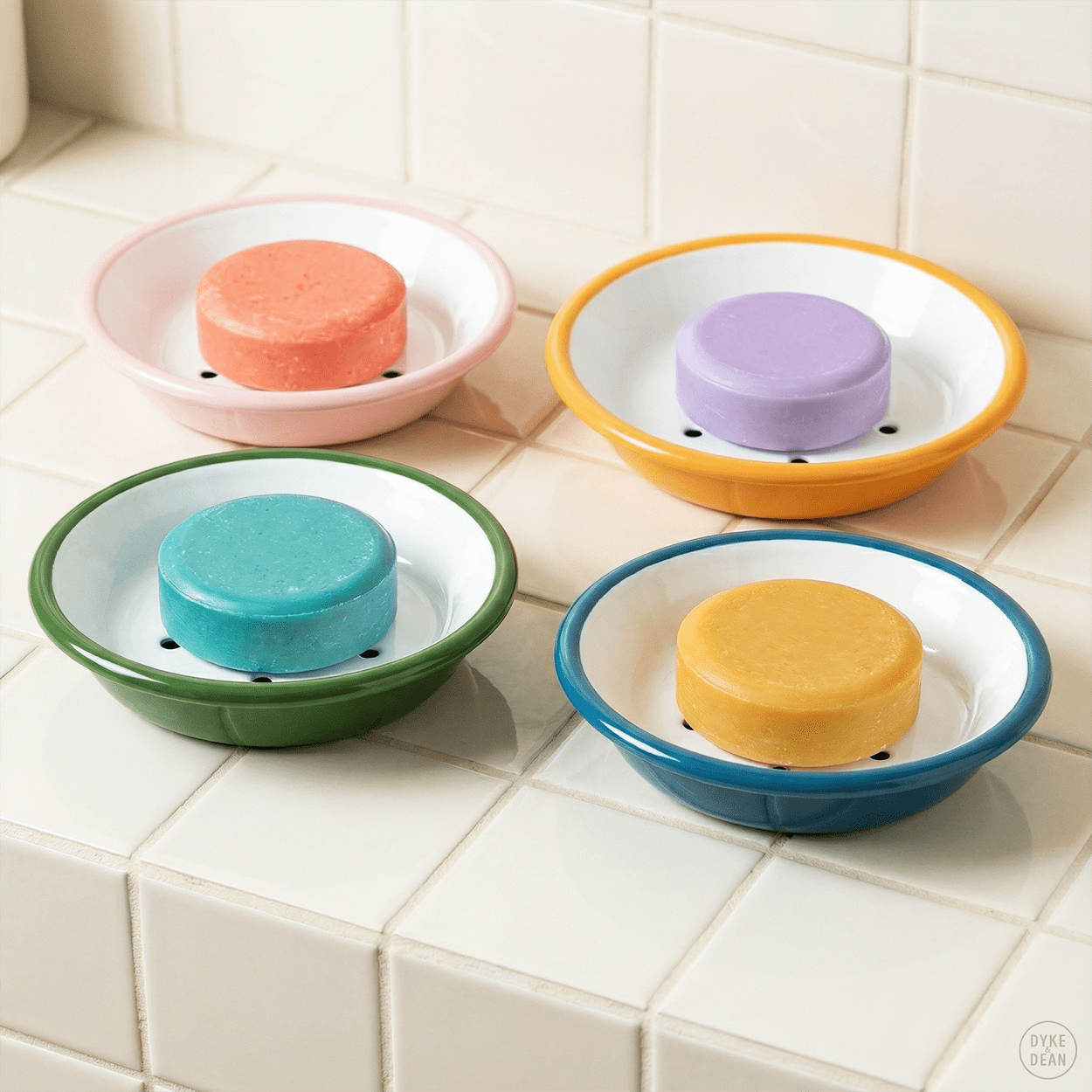 ENAMEL SOAP DISH GREEN - DYKE & DEAN