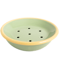 ENAMEL SOAP DISH GREEN & YELLOW - DYKE & DEAN
