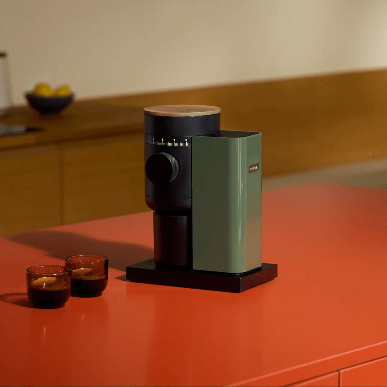 FELLOW OPUS 2 CONICAL BURR GRINDER WOODLAND GREEN & WALNUT - DYKE & DEAN