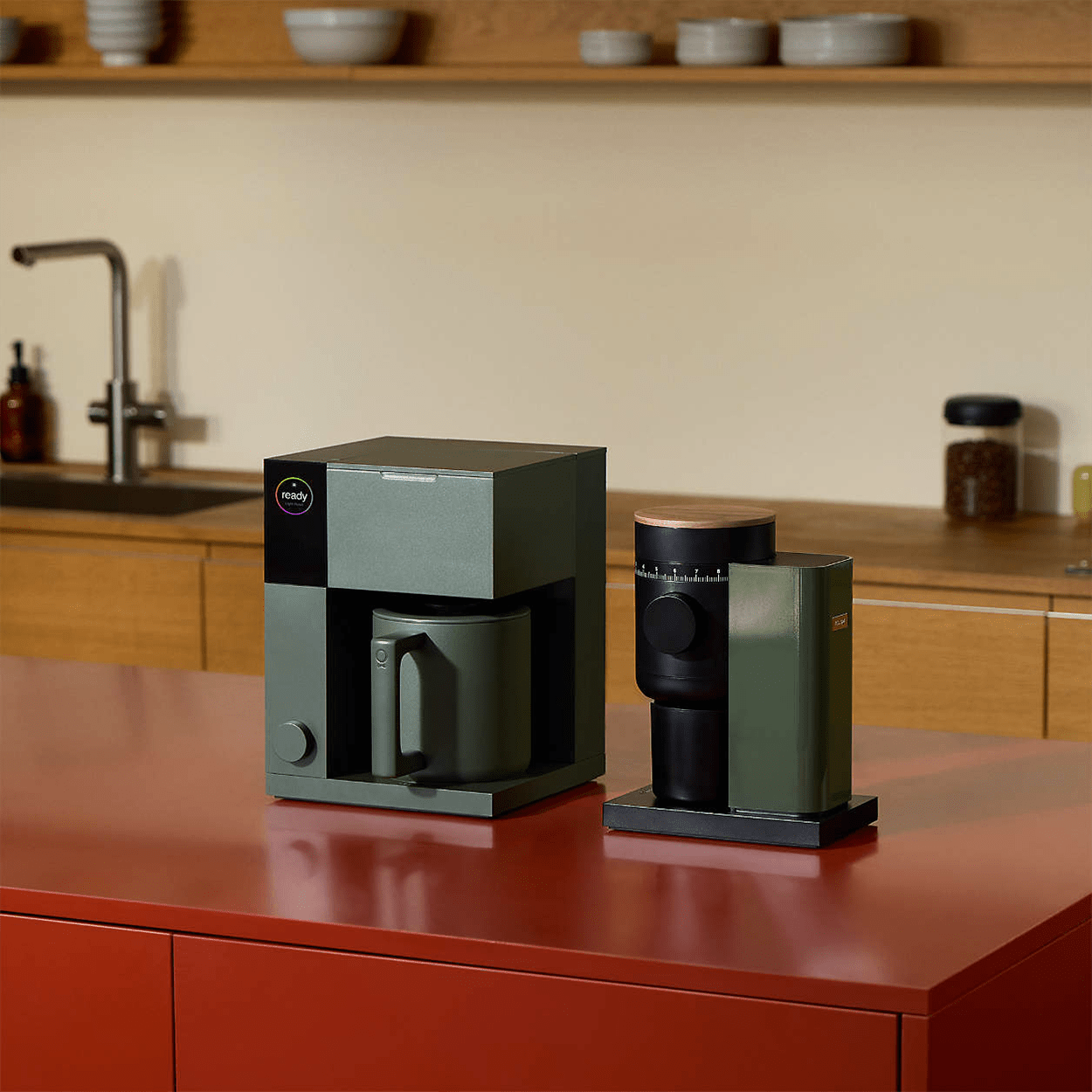 FELLOW OPUS 2 CONICAL BURR GRINDER WOODLAND GREEN & WALNUT - DYKE & DEAN