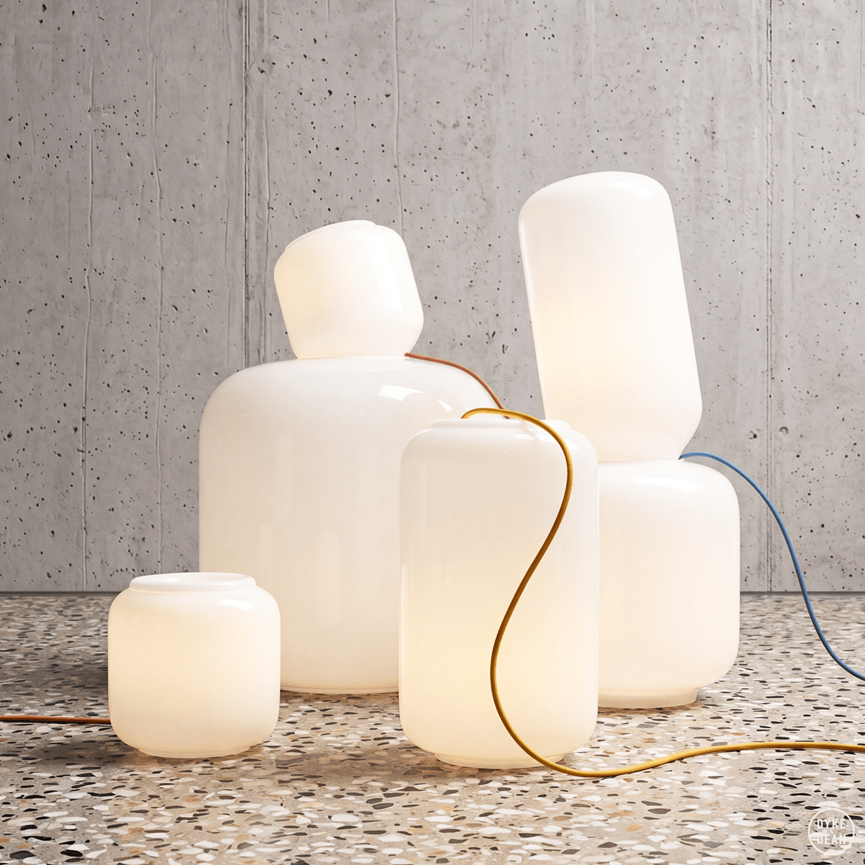 FLASK TERRACOTTA TABLE & FLOOR GLASS LIGHT - DYKE & DEAN