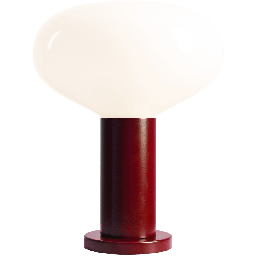 FLO OPAL GLASS ORB LARGE TABLE LIGHT RUBY RED - DYKE & DEAN