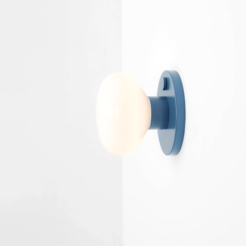 FLO OPAL GLASS ORB WALL LIGHT BLUE - DYKE & DEAN