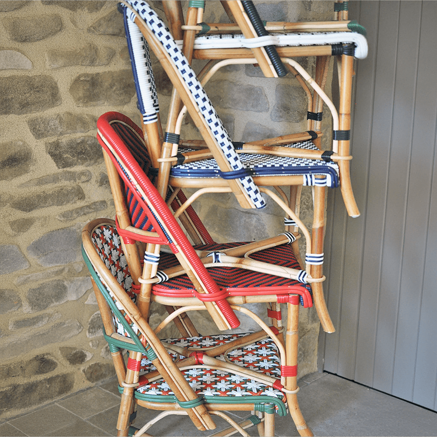 FRENCH BISTRO RATTAN CHAIR BASKET WEAVE SKY BLUES - DYKE & DEAN