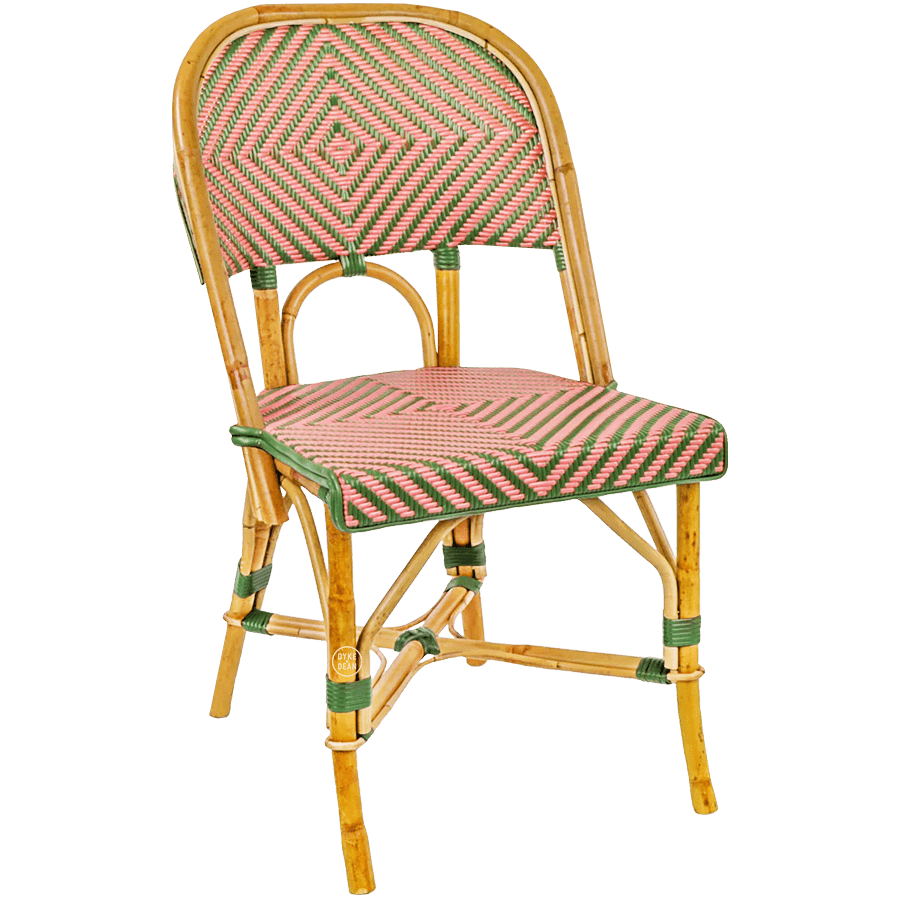 FRENCH BISTRO RATTAN CHAIR JEWEL PINK GREEN - DYKE & DEAN