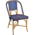 FRENCH BISTRO RATTAN CHAIR POLKA DOT ARMS NAVY - DYKE & DEAN