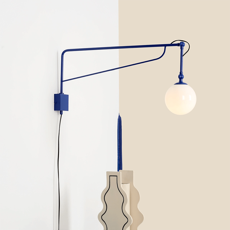 FUNCTIONAL ADJUSTABLE LONG WALL ARM LIGHT COBALT - DYKE & DEAN