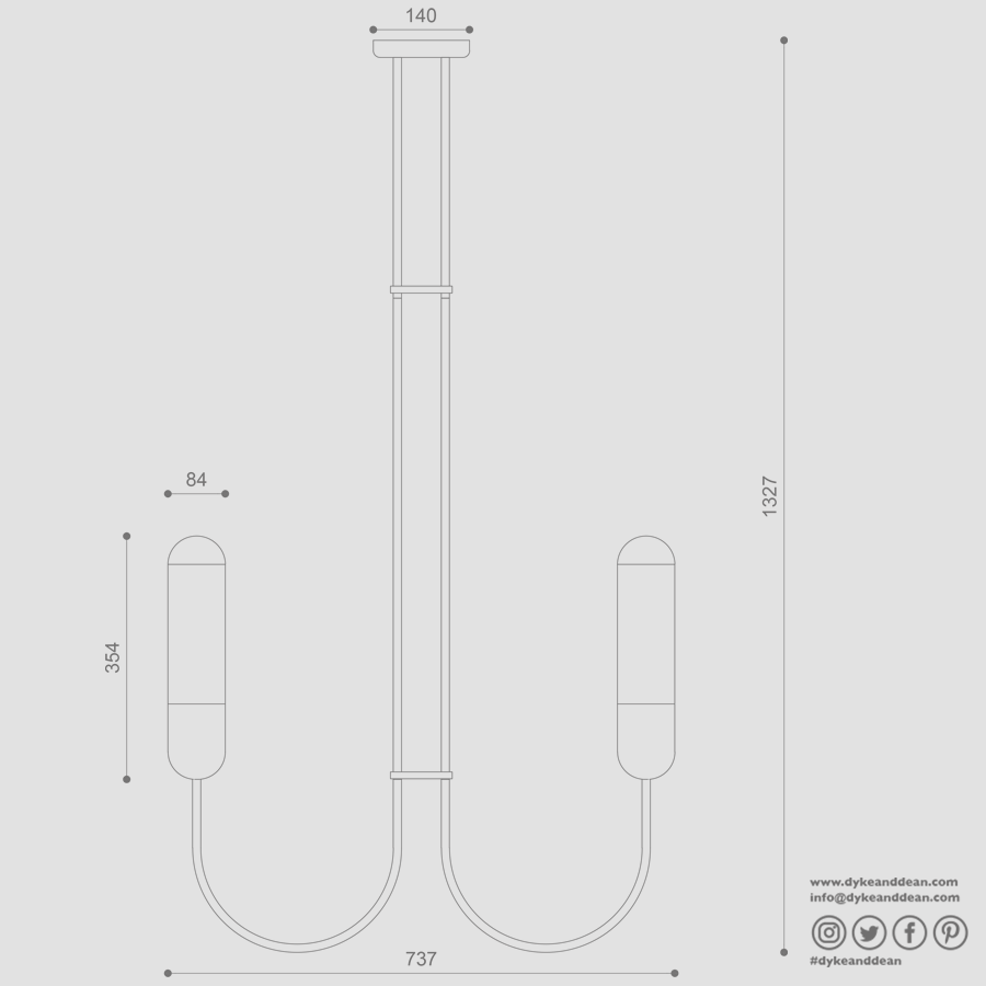 FUNSUI CHANDELIER FIXED CEILING LONG BLACK - DYKE & DEAN