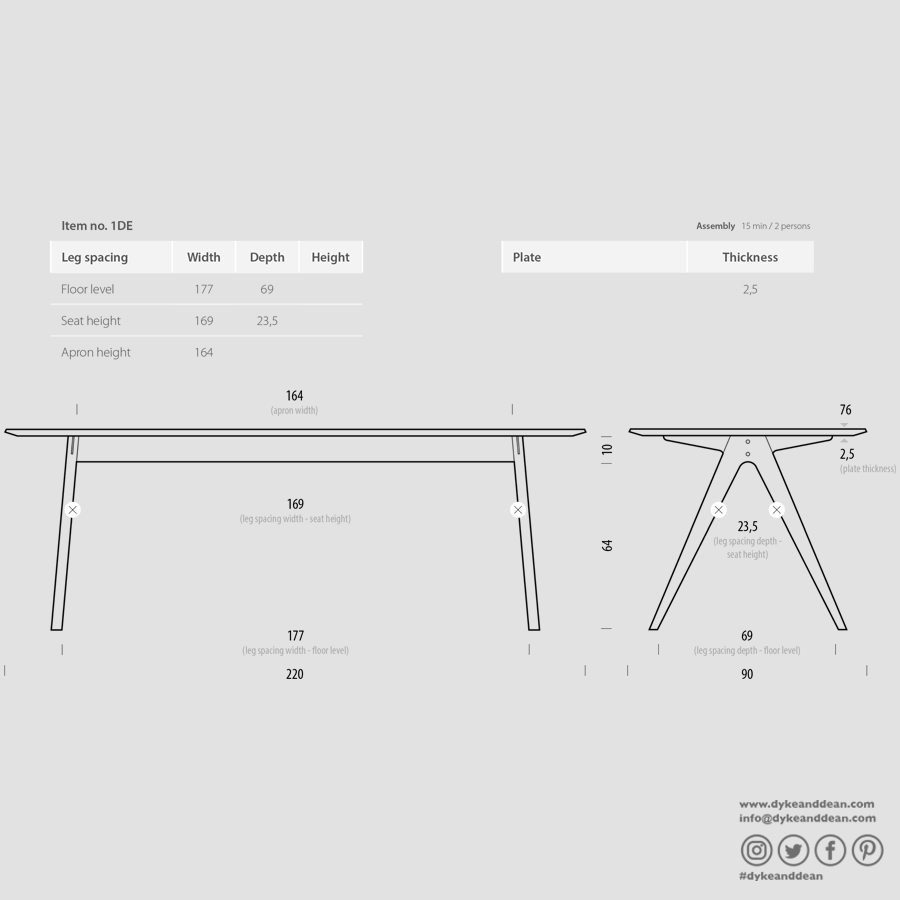 GAZZDA AVA OAK DINING TABLE 220 X 90 - DYKE & DEAN