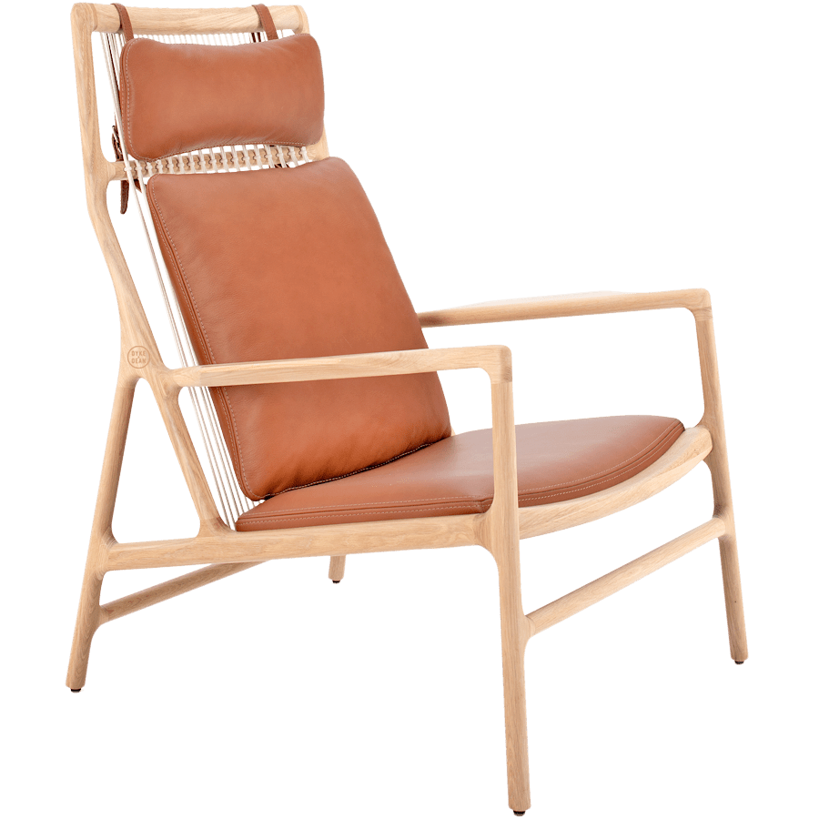 GAZZDA DEDO LOUNGE LEATHER CHAIR WITH HEAD REST OAK - DYKE & DEAN