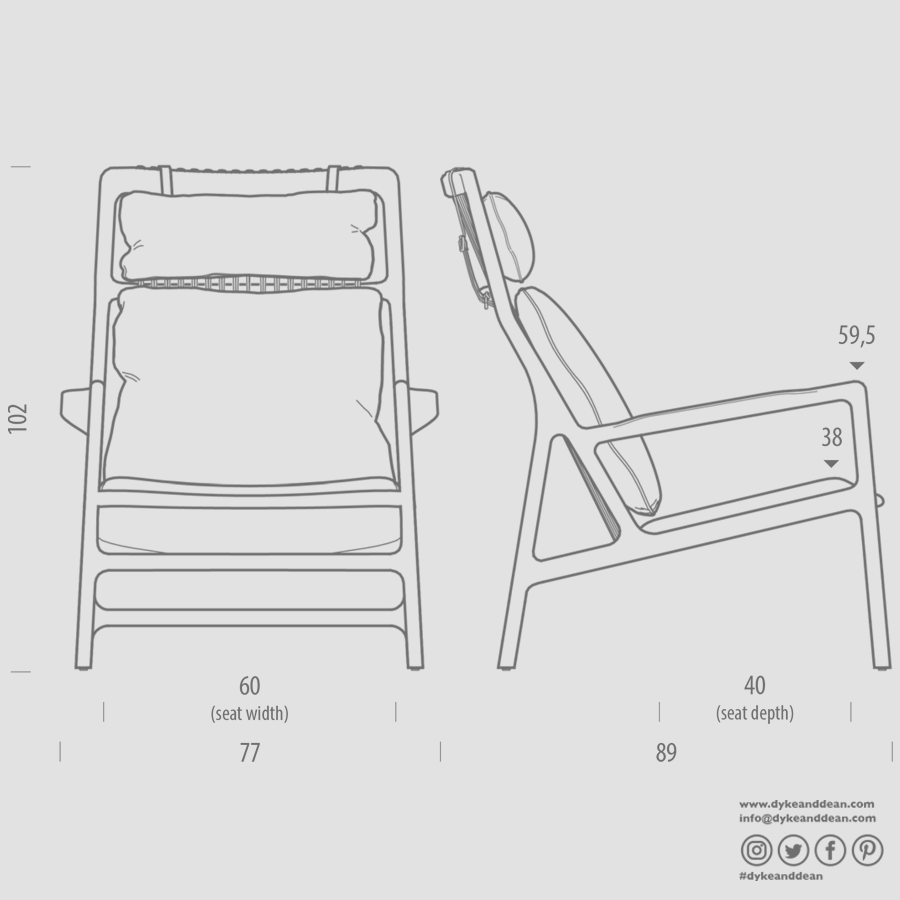 GAZZDA DEDO LOUNGE LEATHER CHAIR WITH HEAD REST WALNUT - DYKE & DEAN